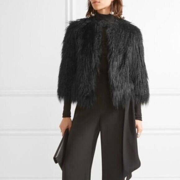 Theory Elstana 2 Cody Faux Fur Boxy Crop Jacket - Picture 1 of 10